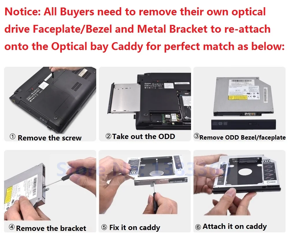 NIGUDEYANG SATA 2nd Hard Drive HDD SSD Optical bay Caddy Frame Adapter для Asus F750 X750 X750J K750J X750L R751J.