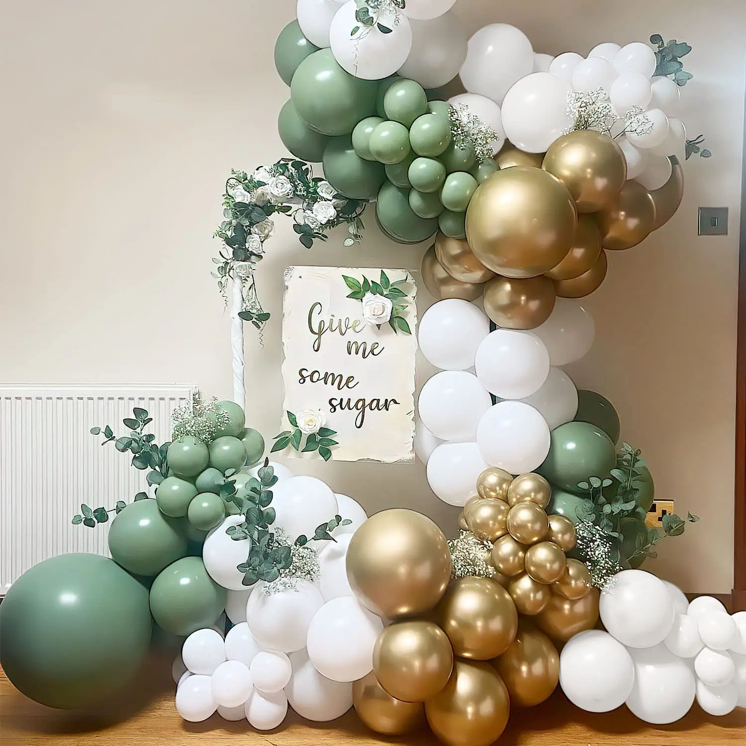 

118pcs/set Retro Avocado Green Metal Gold White Balloon Arch Garland Kit Wedding Hawaiian Birthday Party Baby Shower Decorations