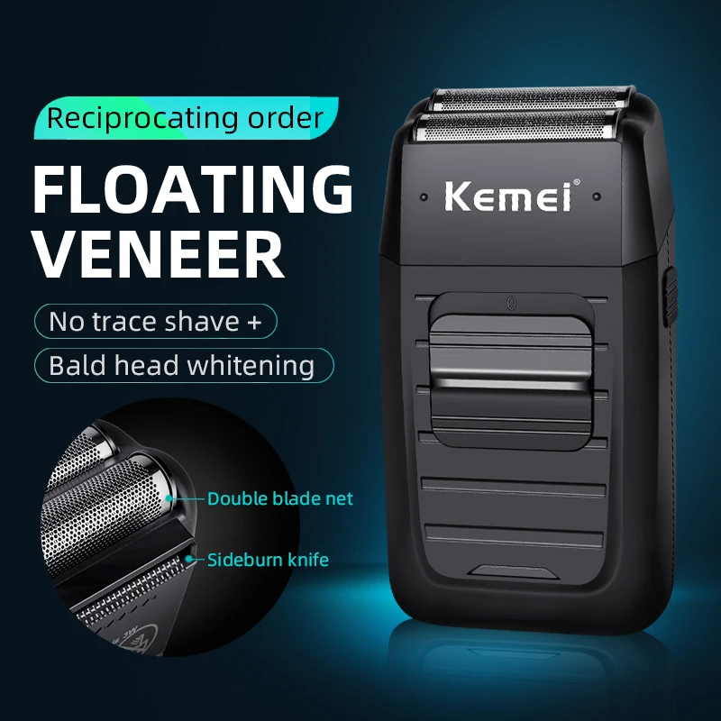

Kemei Rechargeable Cordless Shaver for Men Twin Blade Reciprocating Beard Razor Face Care Multifunction Strong Trimmer KM-1102