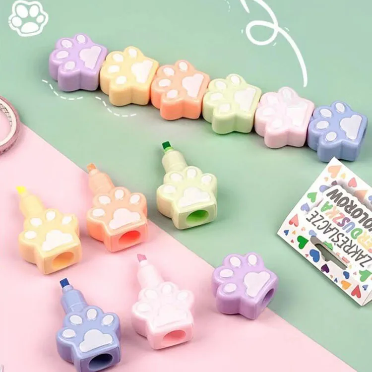 

10 компл./лот кавайные блоки в виде кошачьих лап, набор хайлайтеров, милый рисунок, искусственная ручка, школьные принадлежности, канцелярские принадлежности, оптовая продажа