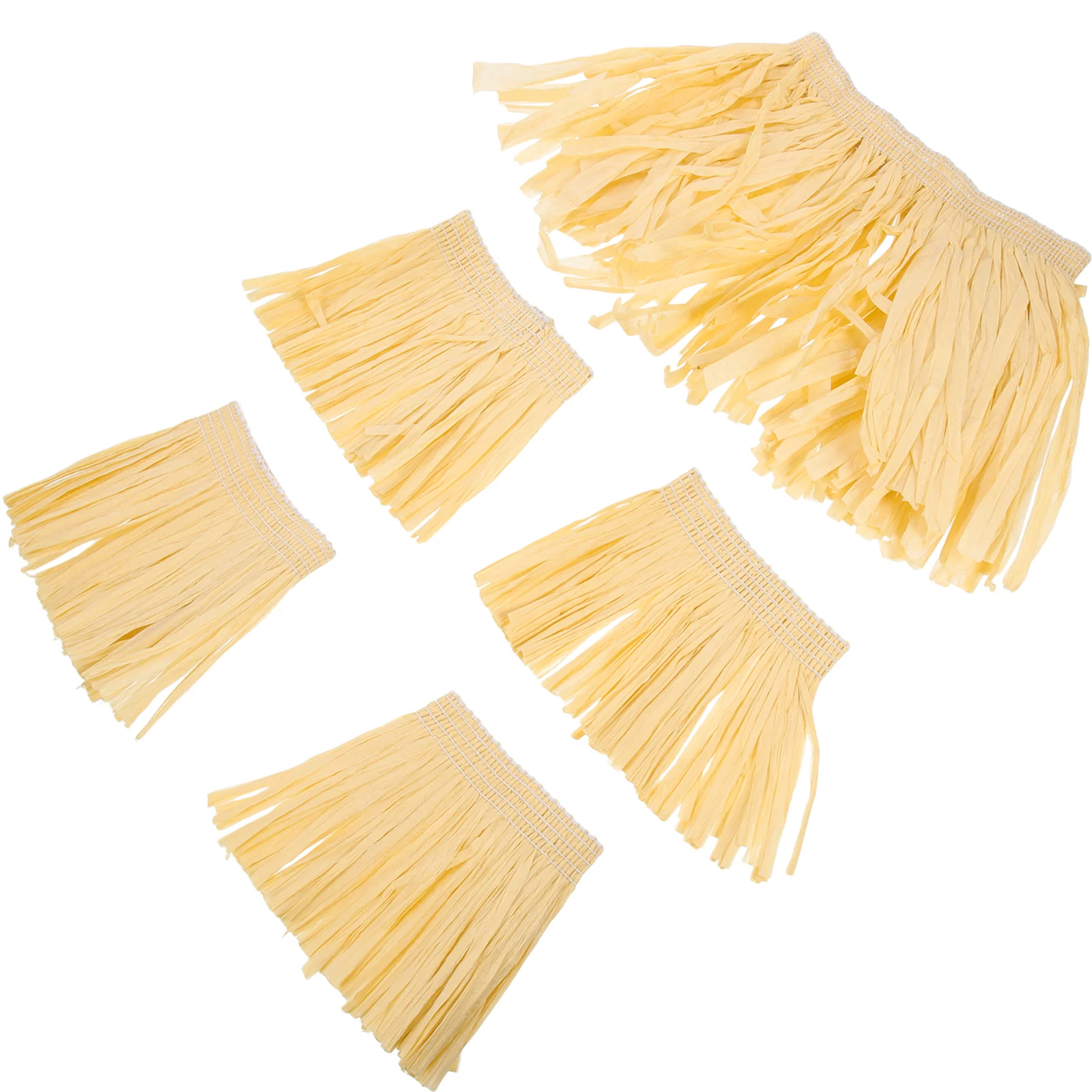 

5Pcs Stage Performance Costume Tassel Hula Dress Rafi Paper Skirt (Yellow)