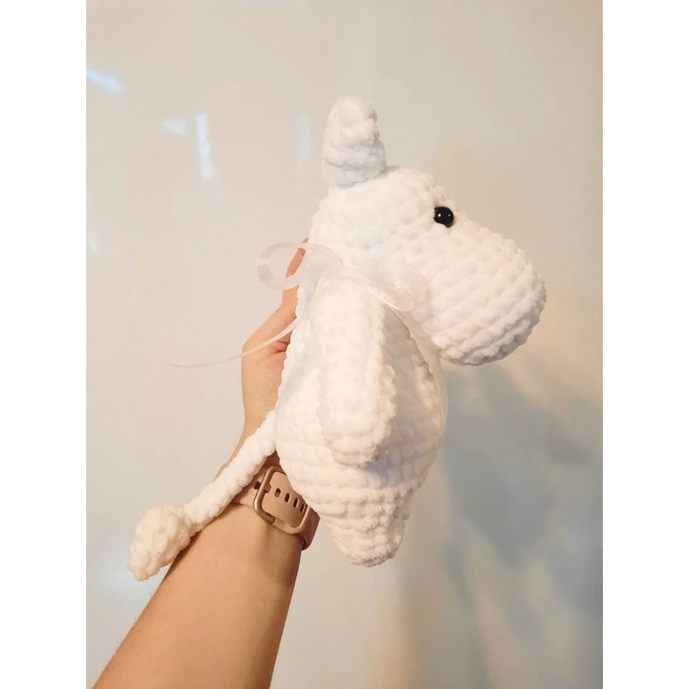 Мягкая игрушка плюшевый Муми-тролль малыш вязаная ручная работа 19см