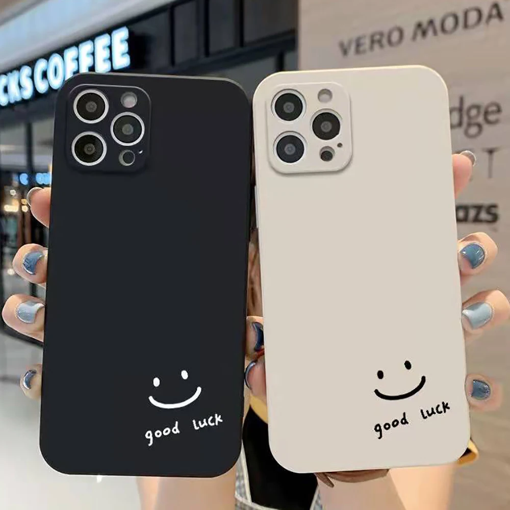 

Simple Smiley Style Cases For iPhone 13 12 Pro Max Mini 11 Pro Max X XR XS MAX SE 2020 8 7 6 6S Plus Liquid Silicone Cover Funda