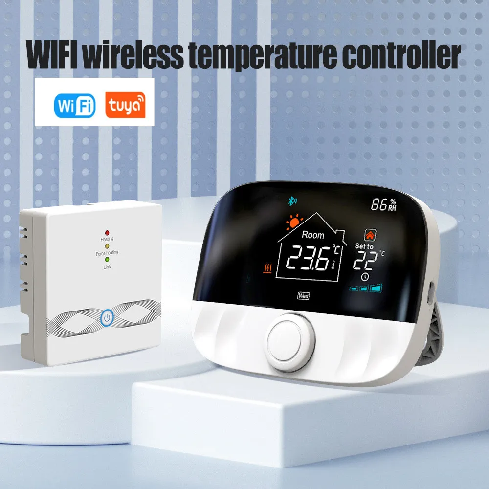 

Tuya WiFi Wireless Thermostat RF 433 Wireless Control Memory Function Plumbing Gas Boiler Thermostat APP Control Alexa