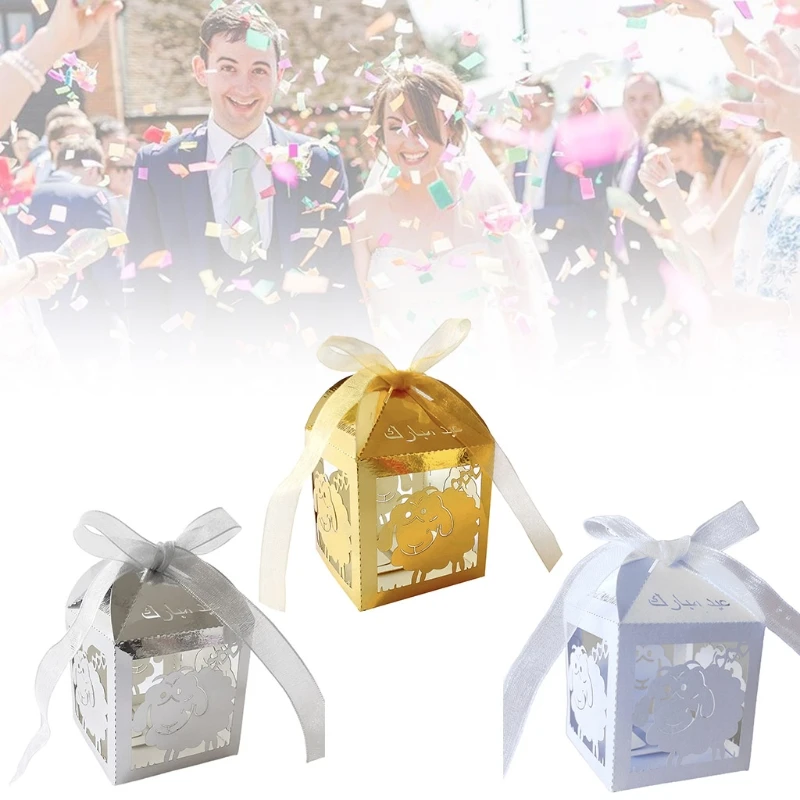 

100pcs Sheep Eid Ramadan Mubarak Decoration Paper Hollow Cut Candy Box Storage