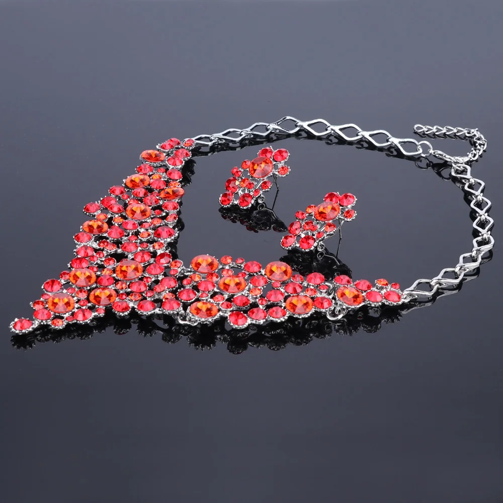 Fashion Bridal Crystal Jewelry Sets Wedding Engagement Necklace Earrings sets for Brides Party Costume Decoration Jewellery Wome | Украшения