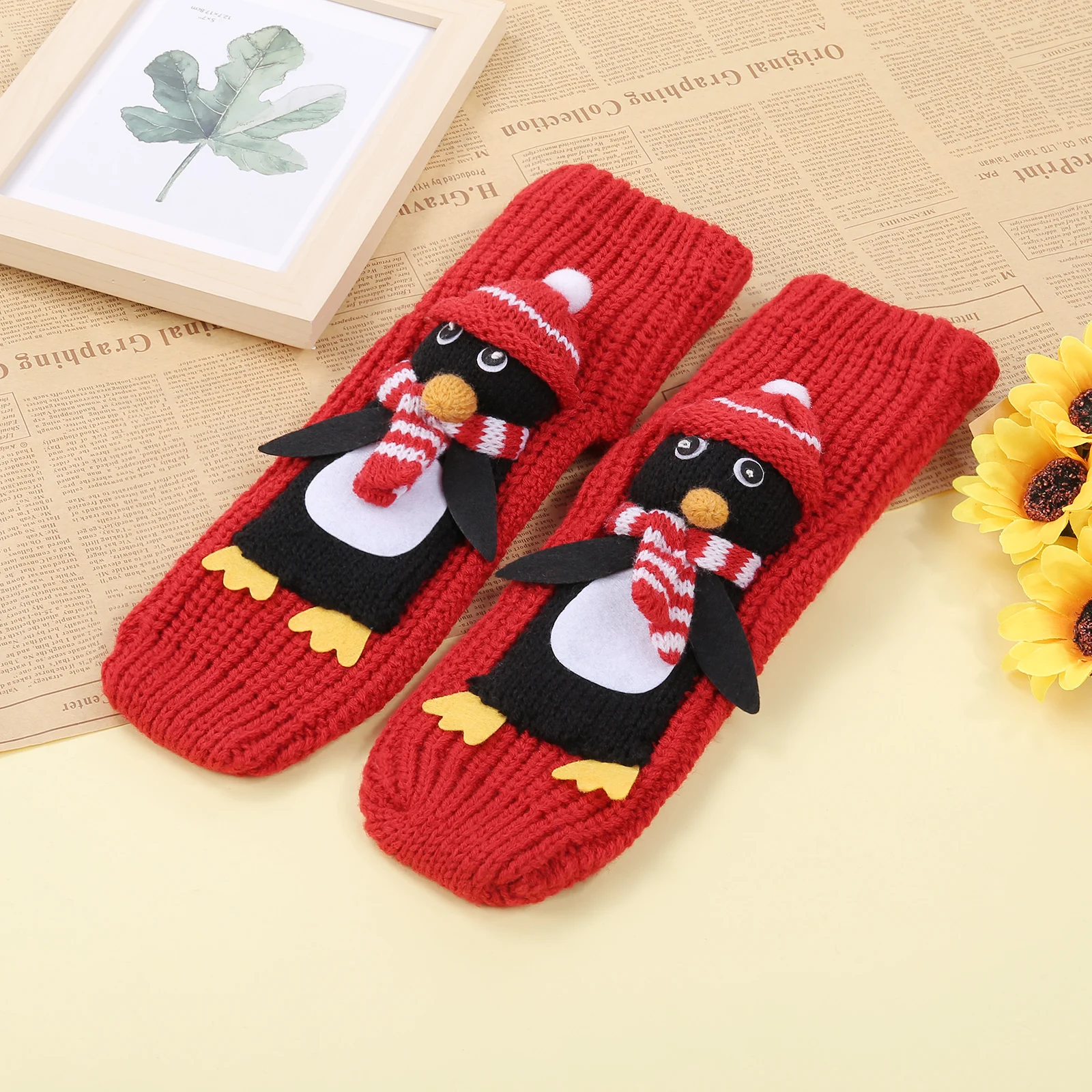 

Женские рождественские носки с 3d-изображением оленя Совы и мультяшных животных, теплые нескользящие носки для пола на осень и зиму