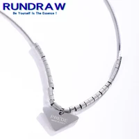 rundraw hip hop men women prede inverted triangle shape pendant necklace for gothic stainless steel chain necklace party jewelry