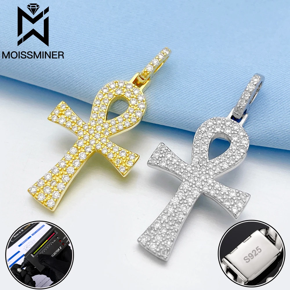 High-Quality Moissanite Cross Pendants Necklaces S925 Silver Real Diamond Necklaces For Women Men Jewelry Pass Diamond Tester