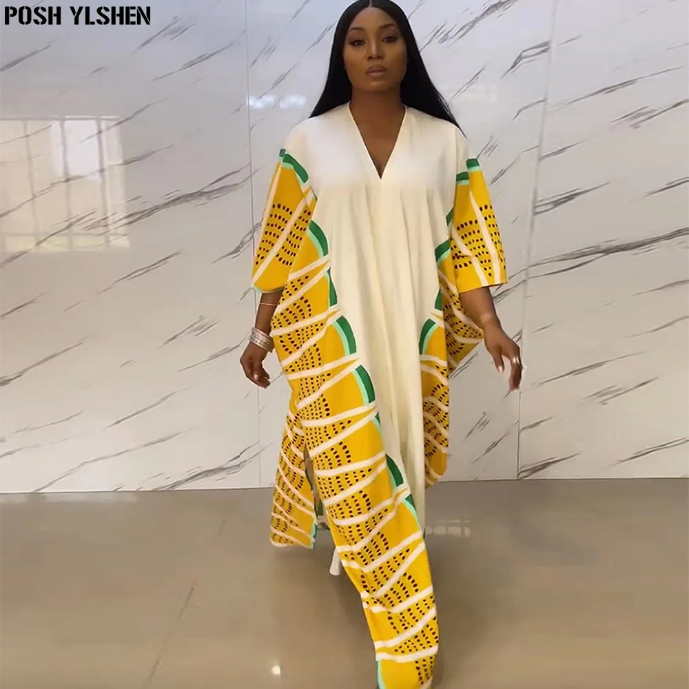 

New African Dresses for Women Dashiki Vetement Femme 2022 Sexy Robe Africaine Bazin Riche Ankara Plus Size Dress African Clothes