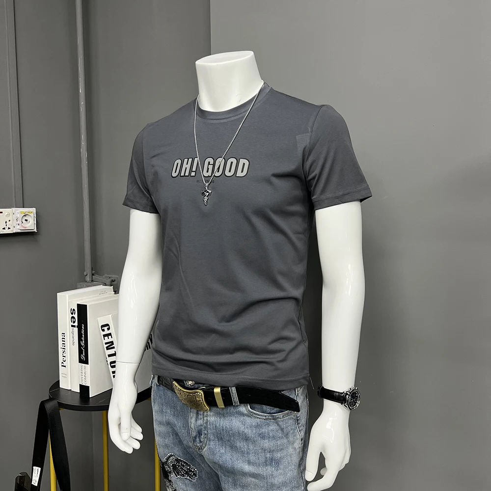 Футболка мужская с буквенным принтом модная брендовая Повседневная облегающая