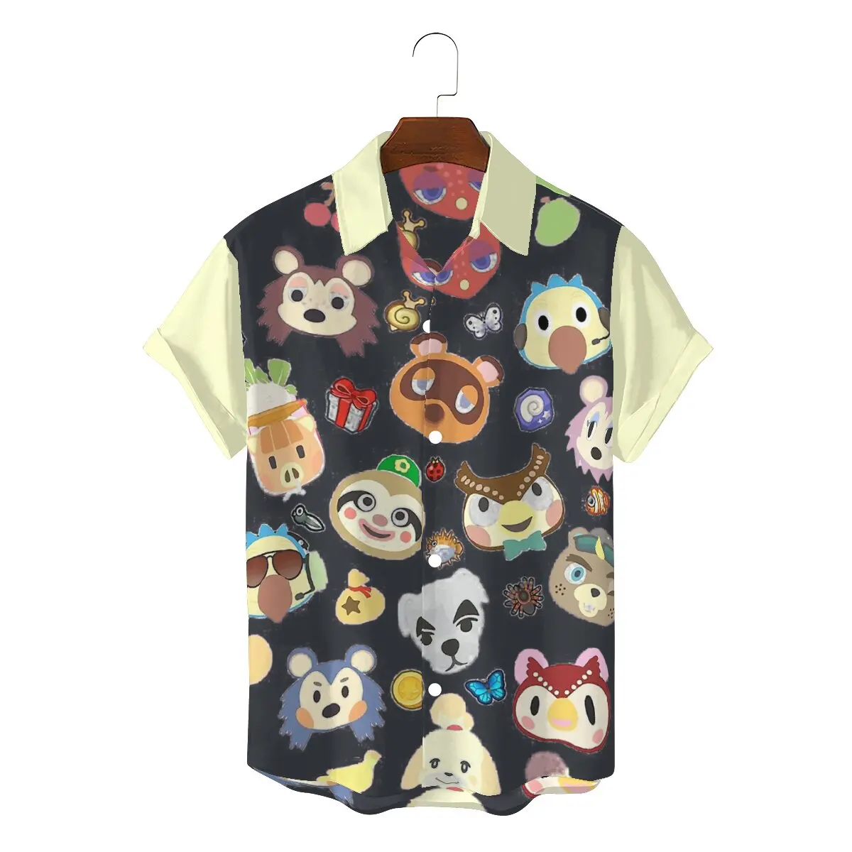 

Cute Villagers 2022 Men Humor Hawaii Shirts Animal Crossing Pocket Camp Square Neck Tops Polyester 3D Shirt High Quality