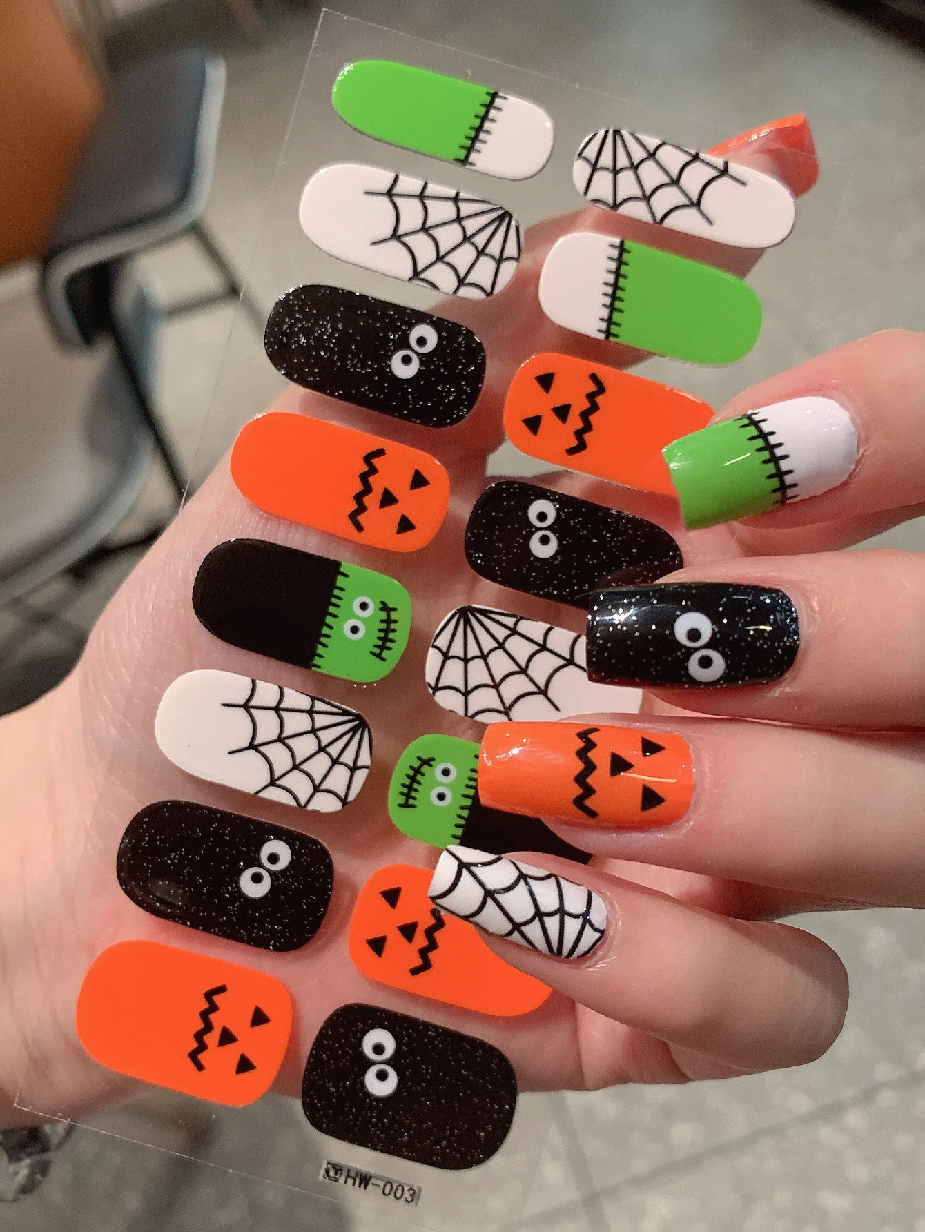 Наклейки для ногтей на Хэллоуин 16 насадок