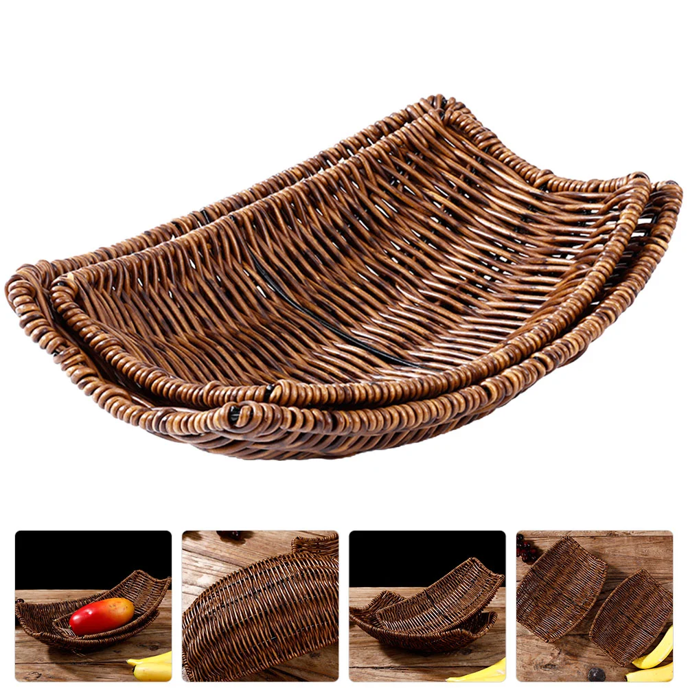 

Basket Wicker Storage Rattan Baskets Colander Serving Woven Bread Fruit Egg Kitchen Strainer Empty Cornucopia Centerpiece