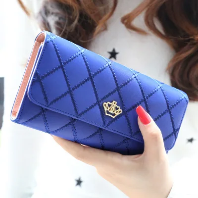 

Womens Wallets Purses Plaid Crown Long/short Wallet Hasp Phone Bag Money Coin Pocket Card Holder Female Wallet Purse PU Leather