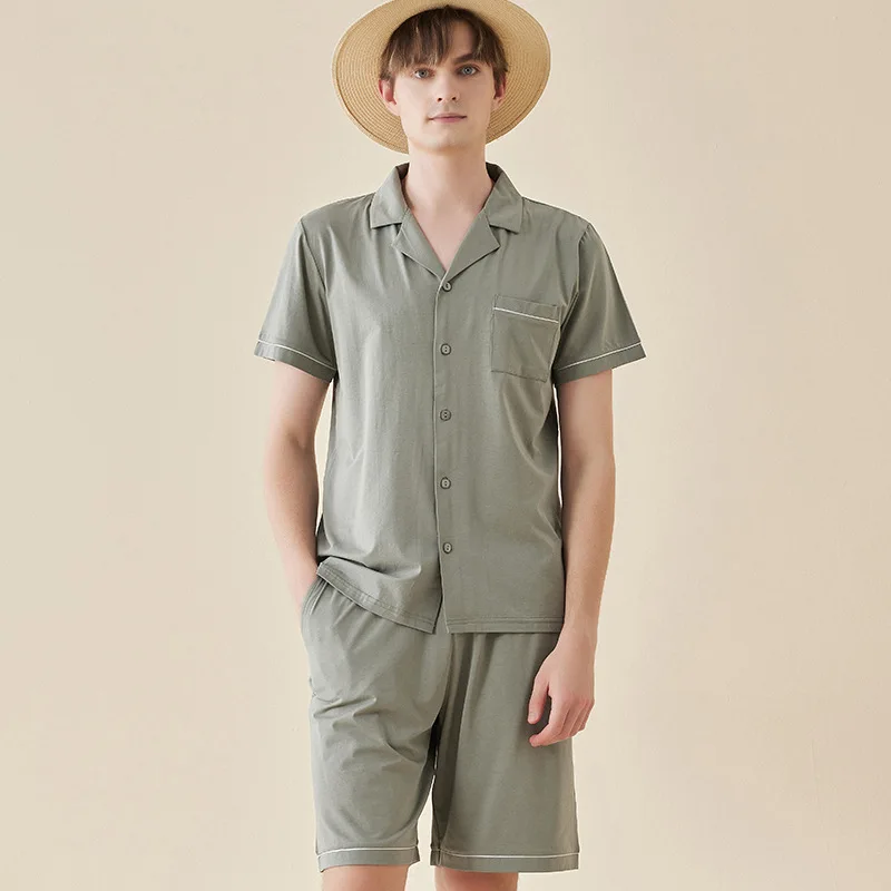 Pajamas for Women's Summer Pure Cotton Short-sleeved Shorts Solid Color Simple Summer Home Service Suit Breathable Loungewear