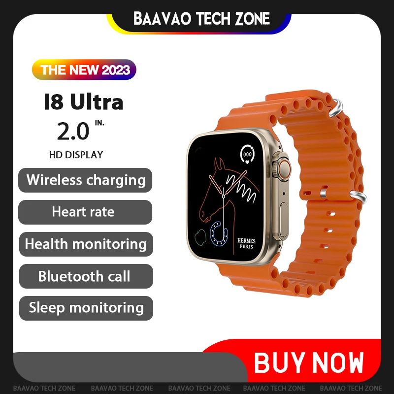 

Смарт-часы I8 Ultra с поддержкой Bluetooth, 2,0 дюйма, водостойкие