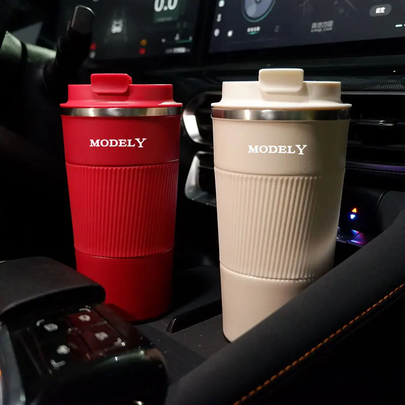 510ML Non-Slip Coffee Cup For Tesla Model Y Travel Car Thermal Mug For Tesla Model 3 Model Y Model S Model X P100D Accessories