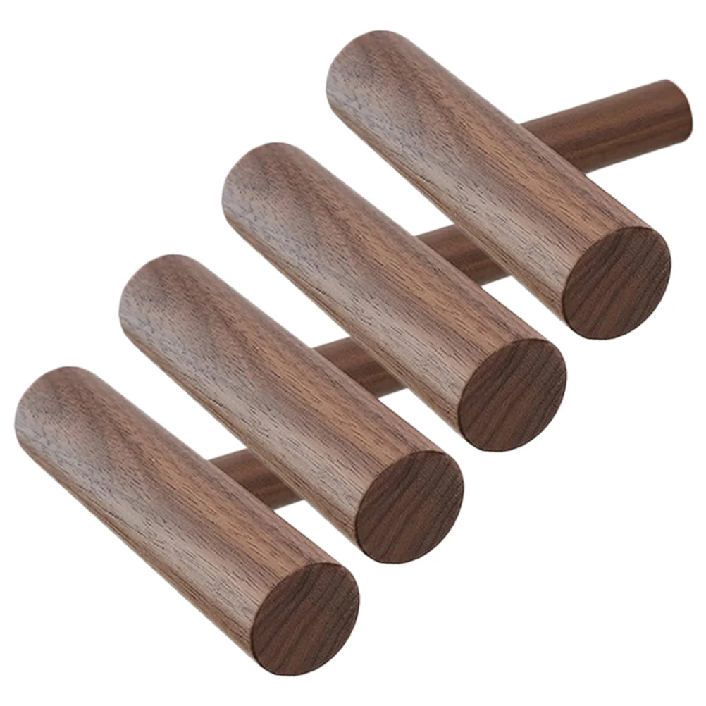 

4 Pcs Wood Coat Hooks Wall Decorative Wall-mounted Rustic Walnut Hanging Kitchen
