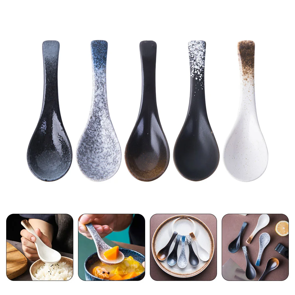 

Spoons Spoon Soup Ceramic Rice Japanese Chinese Asian Porridge Cuisineeating Serving Retro Scoops Salad Appetizer Ramen Style