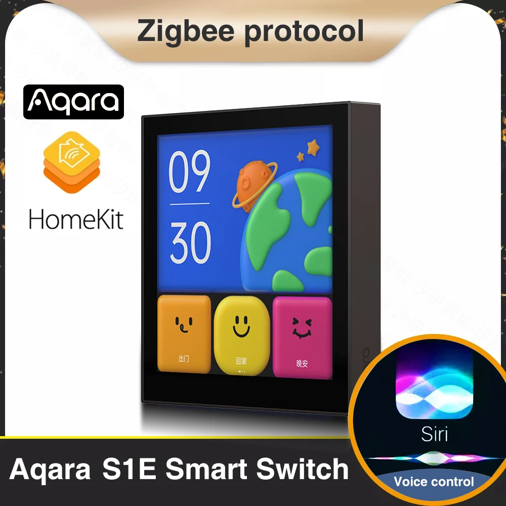 Умный выключатель Aqara S1E с сенсорным управлением, 4 светодиодсветодиодный таймера, календарь, настройка сцены, дистанционное управление, работает с приложением Aqara