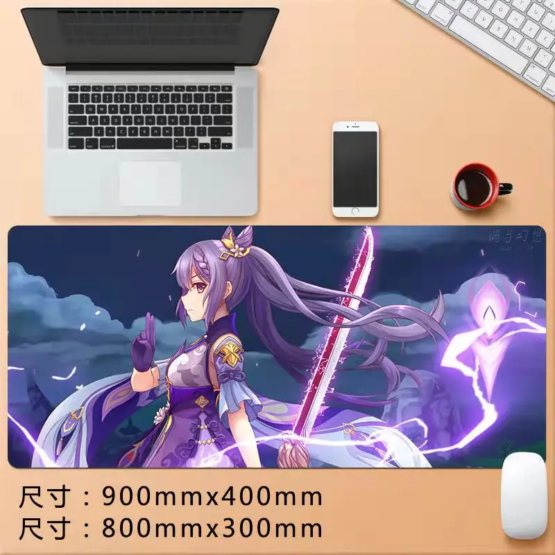 

Cartoon mouse pad Yuanshen mouse pad large two-dimensional thickening gaming keyboard pad anime game pad Zhongli Keli Ganyu