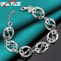 925 sterling silver heart mesh oval bracelet ladies fashion glamour christmas party wedding engagement jewelry