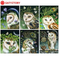 gatyztory modern painting by numbers kill time canvas painting owl animal diy drawing by numbers adults crafts home decor