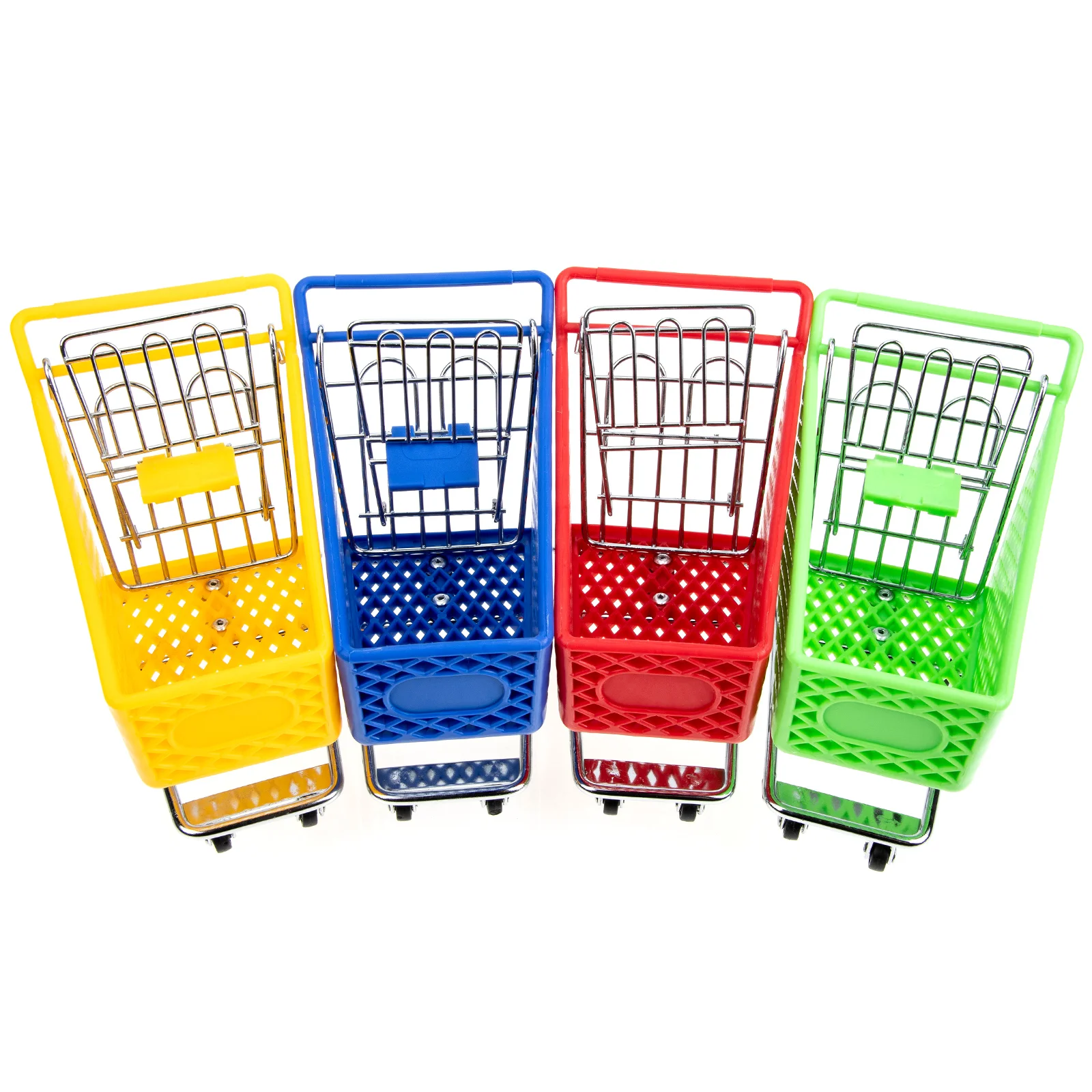 

4 Pcs Mini Shopping Cart Modes Storage Basket Desktop Decorations Toys Metal Small Containers Utility Child