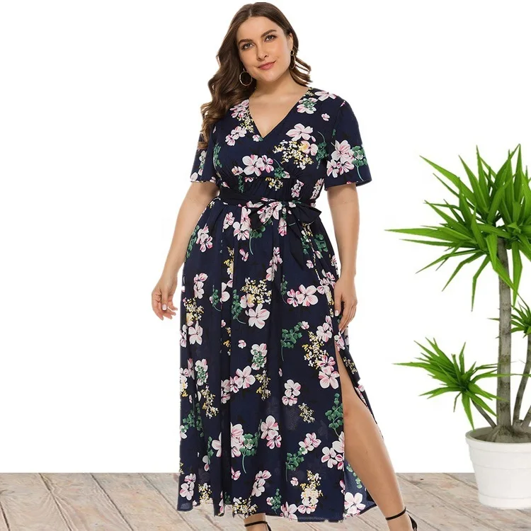 2022 Summer New Plus Size Women's Clothes Dress Bohemian Split A Line Floral Dress