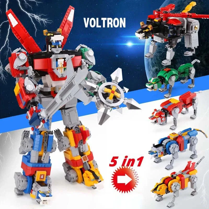 5 in1 Deformable Model Voltron Defender Of The Universe Compatible 21311 16057 Building Blocks Brick Toy Christmas Birthday Gift