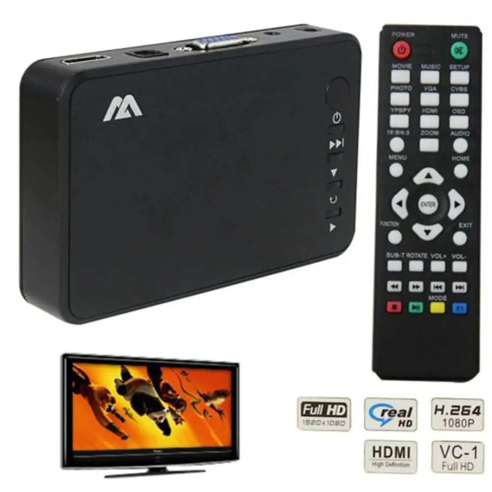 Full Hd Multimedia Player 1080p -compatible Tv Box Autoplay Hdd Media Player For Car Hddk6 Hd Vga Av Output Usb External