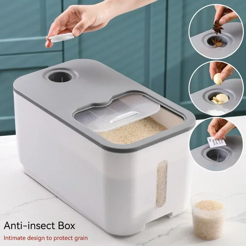 

Repellent Proof Bucket Box Kitchen Box Storage Container Built-in Grains Organizer Push-pull Moisture-proof Food Insect Rice