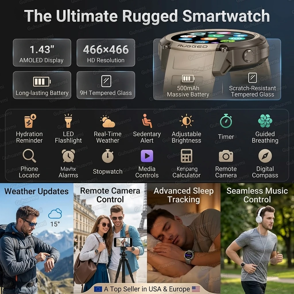 Новые смарт-часы TANK Ultra GPS 2026 с офлайн-картами, компасом, альтиметром, спортивные часы с пульсометром, водонепроницаемость 50MATM, фитнес-браслет (art.: 3920daece4f35) - 3920daece4f35