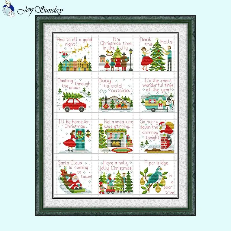 Радостные рождественские праздники мультяшный узор набор для вышивки крестом Aida