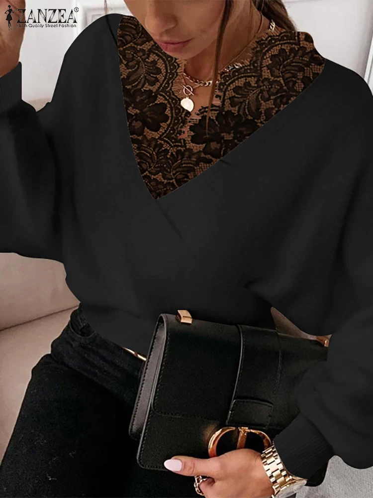 

Свитер ZANZEA женский короткий с V-образным вырезом и рукавом летучая мышь