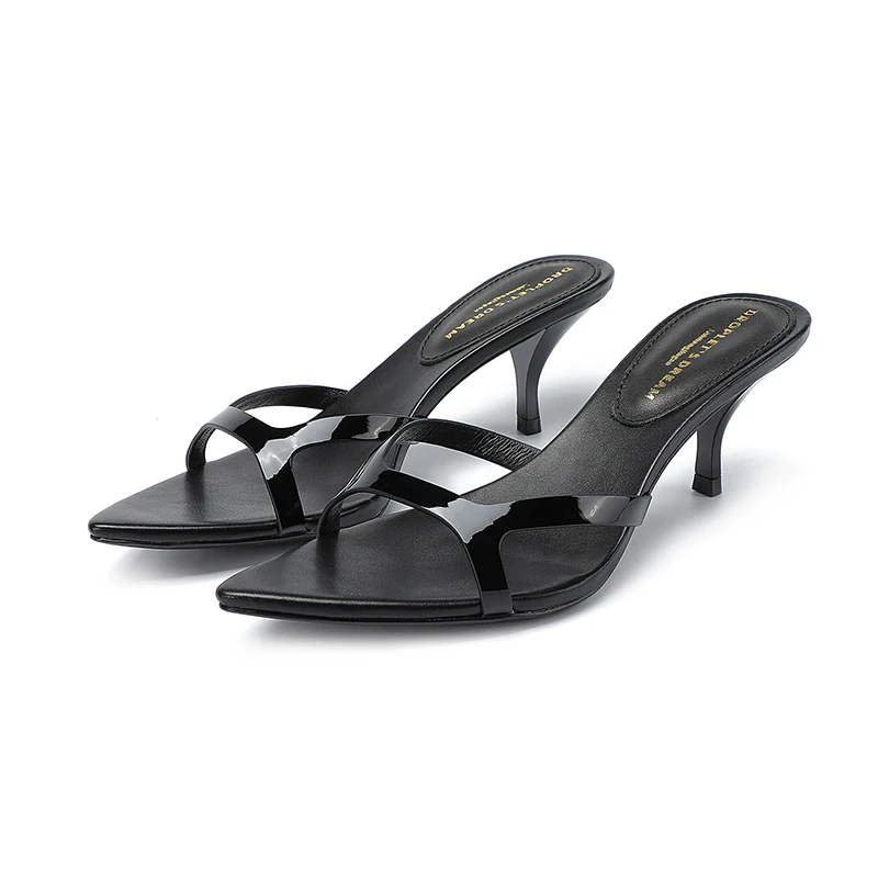 

new pointed high heels genuine leather sandals cowhide upper sheepskin lining rubber outsole fashionable and comfortable slipper