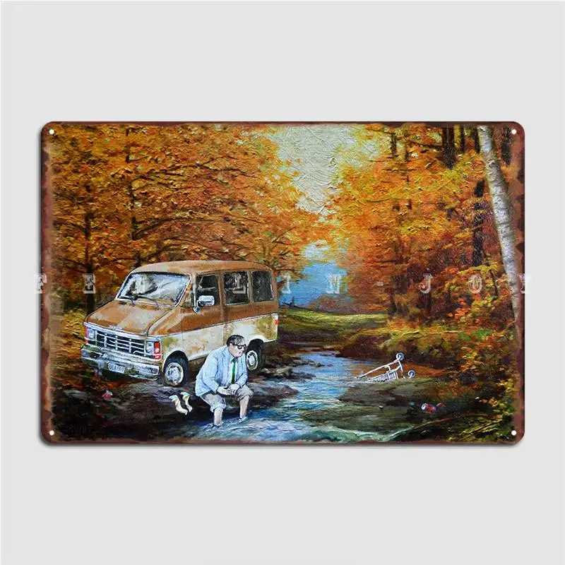 

Металлический плакат с надписью «Living In A Van Down»