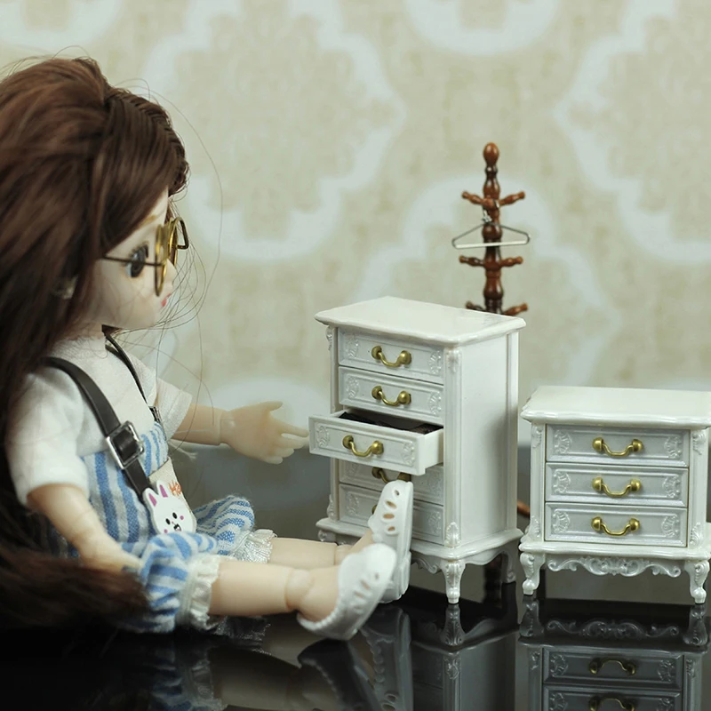 

1 шт. 1:12 Миниатюрный Кукольный домик, нагрудник с выдвижными ящиками, прикроватный столик, ящик для хранения, модель шкафа, мебель, аксессуары для кукольного домика