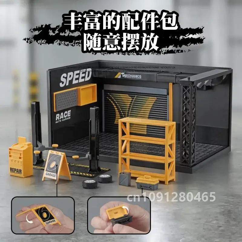 1:24 масштаб освещения парковка в сборе игрушка DlY модель гаража автомобиля