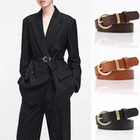 ladies fashion gold alloy buckle belt high quality pu leather ladies waiseband versatile jeans trousers wearing accessories belt