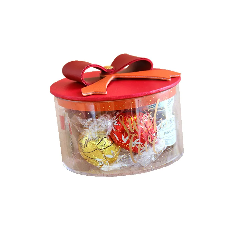 Креативная прозрачная Цилиндрическая Коробка для конфет кожаные свадебные