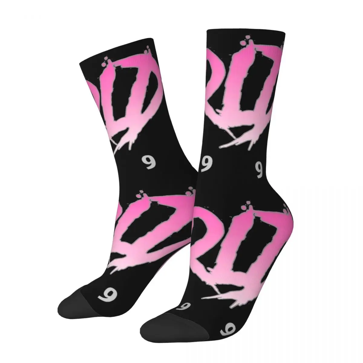 

Pink Juice Wrld 999 Logo Stuff Crew Socks Cozy Vintage Rock Sport Long Sock Comfortable for Men's Birthday Present