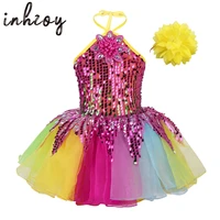 kids girls ballet tutu dress children cosplay colorful flower dress dancewear clothing ballerina performance halter costume