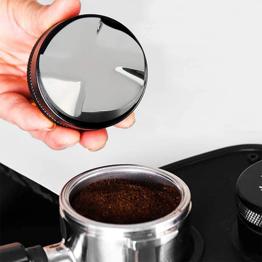 

Coffee Distributor Tamper Stainless Steel Four Angled Slopes Base Adjustable Leveler Powder Hammer Distribution Tool