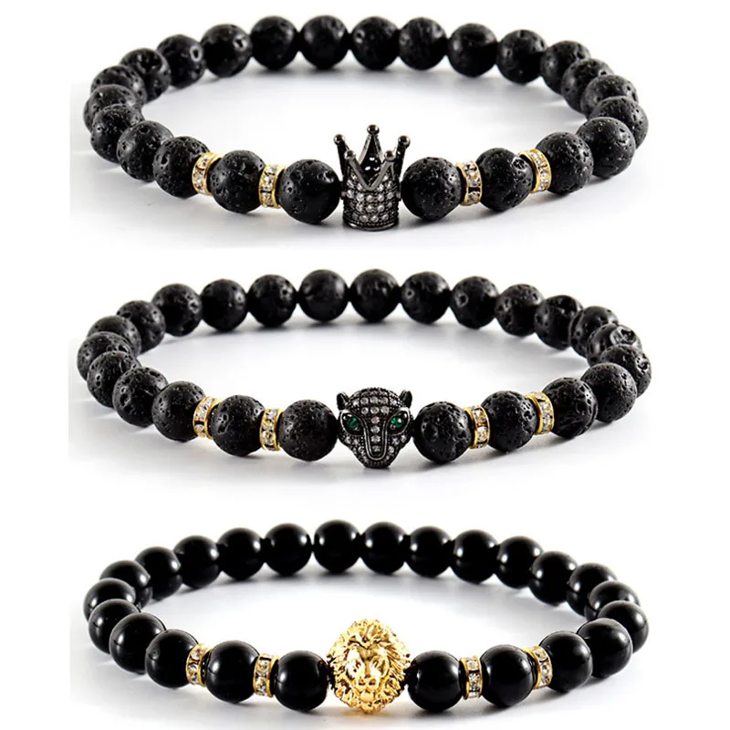 Мужской браслет с головой леопарда в стиле хип-хоп |