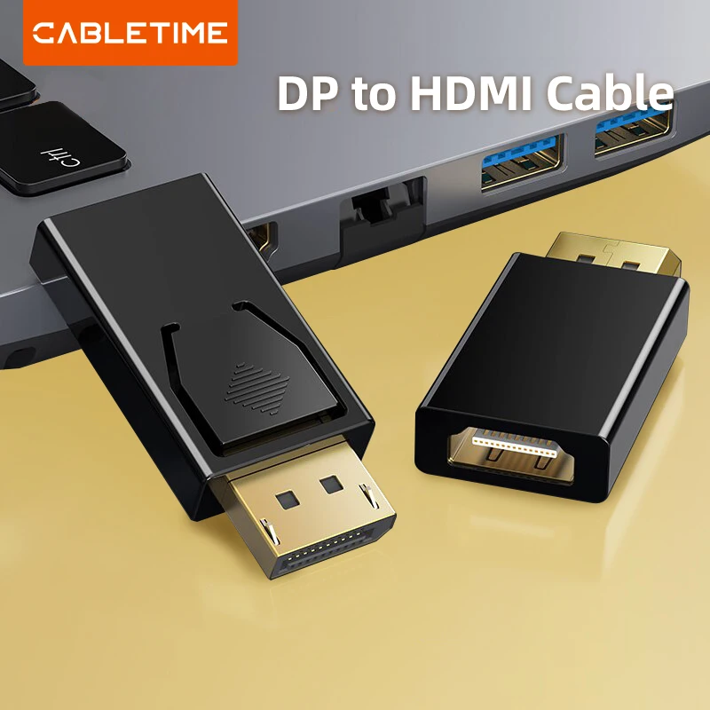 CABLETIME DP to HDMI Adapter HD 60Hz Displayport to HDMI Cable for HDTV Laptop Dell Lenovo Converter Cord C378
