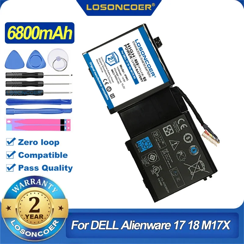 LOSONCOER 6800 мАч 2F8K3 аккумулятор для ноутбука DELL Alienware 17 18 M17X R5 M18X R1 0KJ2PX KJ2PX G33TT |
