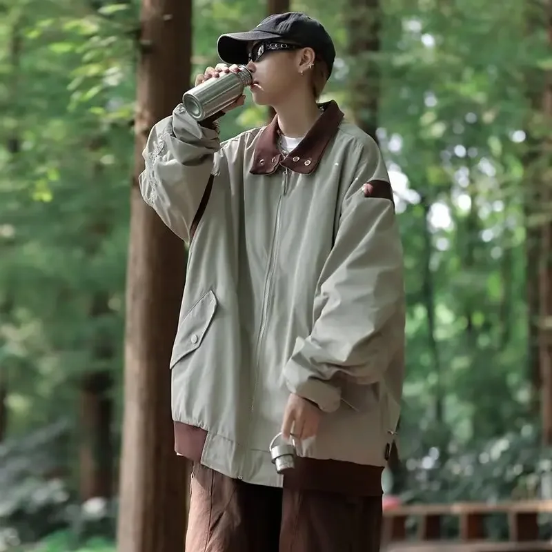 Весенне-осенняя винтажная куртка с лацканами мужская модная брендовая одежда