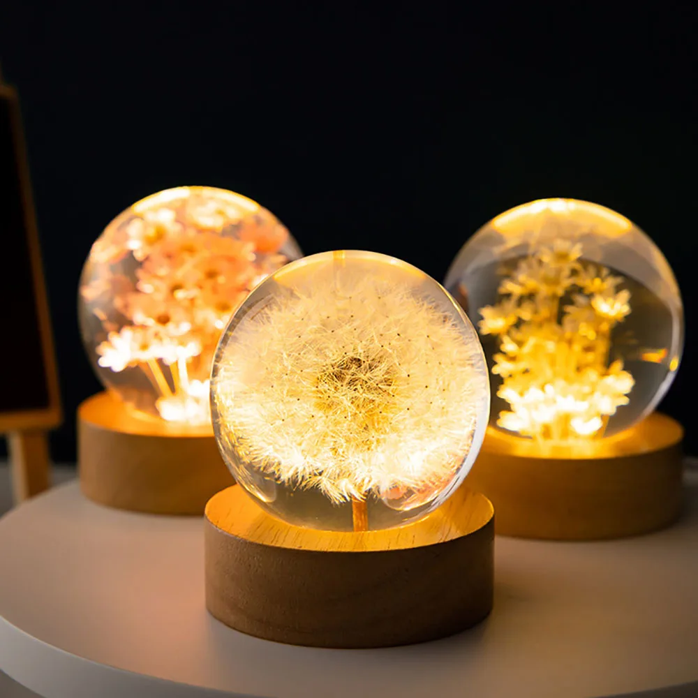 

Bedroom Night Lamp Dandelion Crystal Lamps Music Light Holiday Lighting Mood Nightlight Room Decor Child Birthday Toys for Girls